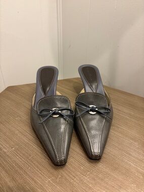 Cole Haan Pointed Toe Slip-On Mules in Dark Gray